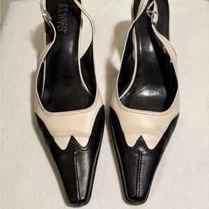 Franco Sarto Lola Two-Tone Black and White Heels